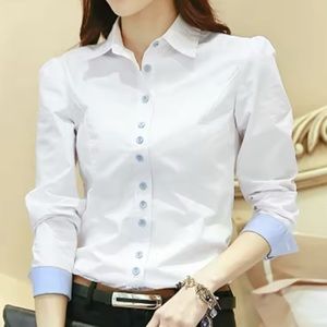 Women's Shirt Long Sleeve Shirt Cotton Work Female Blouse Office Lady Shirt S